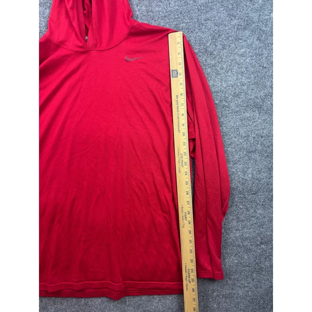 Nike Dri-FIT Hoodie Mens Large Red Long Sleeve Lightweight Athletic Pullover